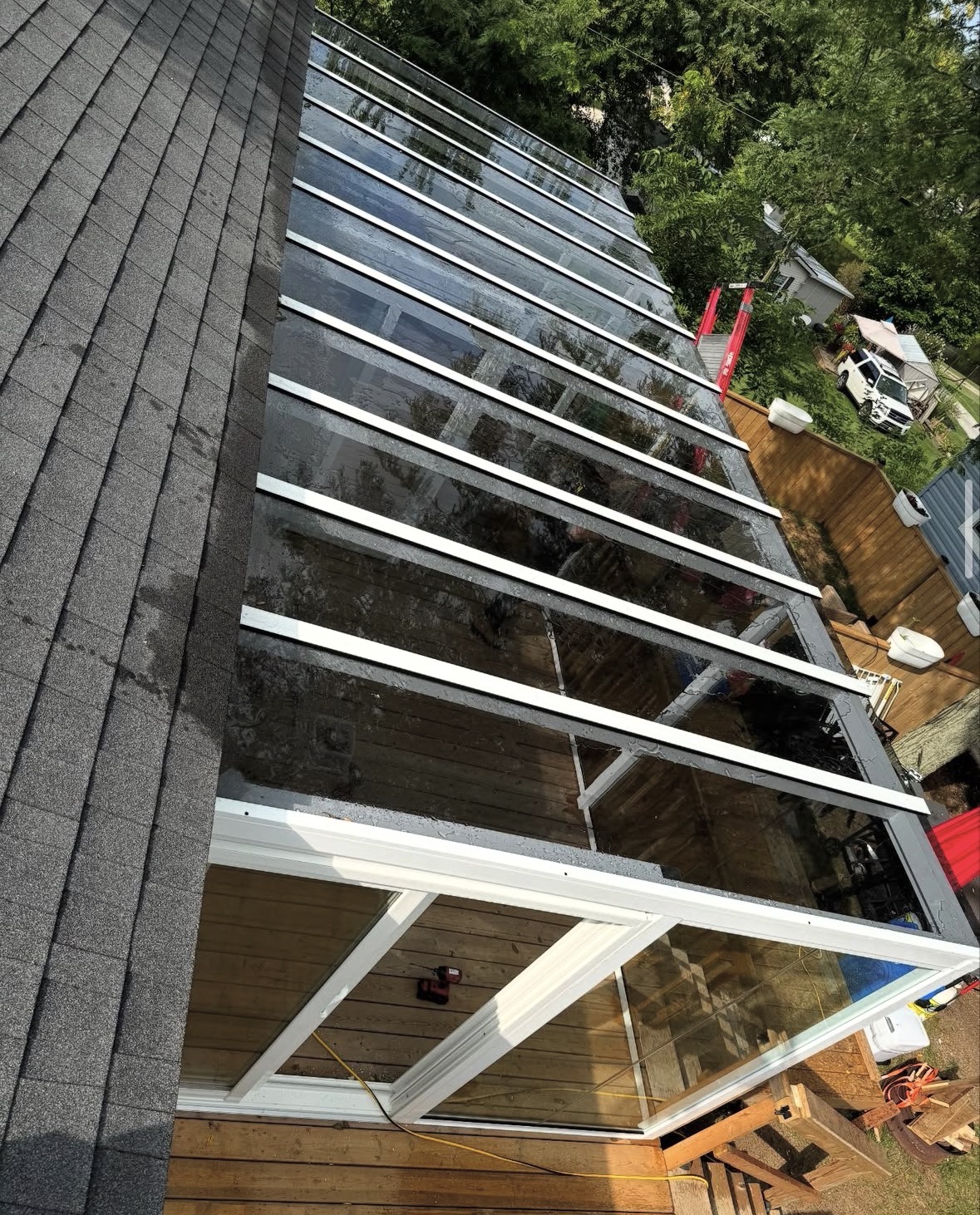 Glass roof sunroom from above